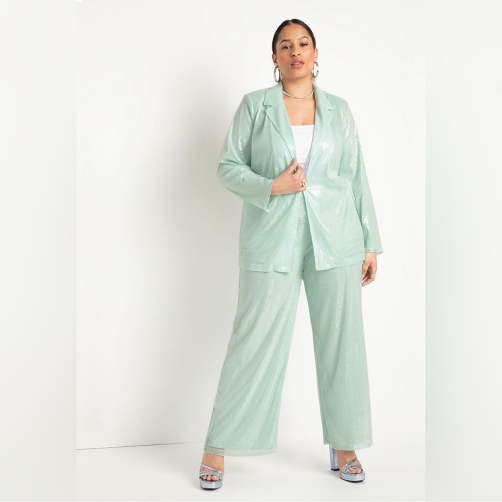Eloquii Light Green Sequin Ensemble